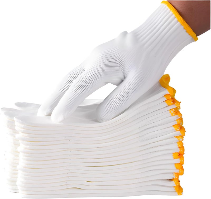 PLWJK Unisex white cotton polyester knitted safety gloves,suitable for gardening,warehouse,cooking work-12/36/240 pairs - Image 1